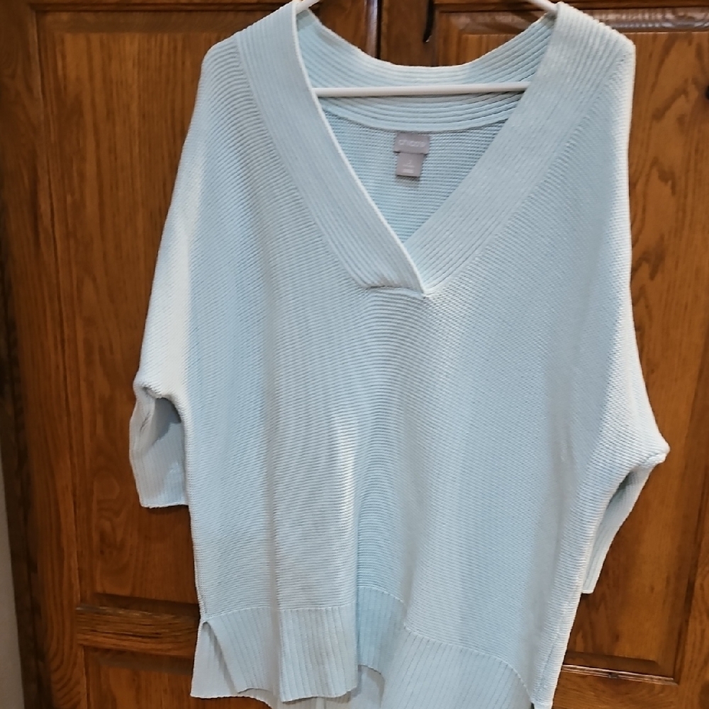 Chico's Soft Blue V-Neck Sweater